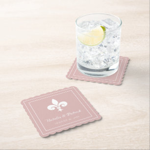 Dusty Ro Fleur de Lis Bröllop Pappra Underlägg Papper