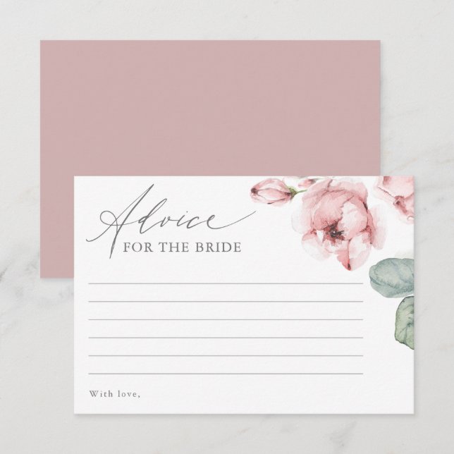 Dusty Ro Flower Advice for Bride Möhippa Card Tilläggskort (Fram/baksida)