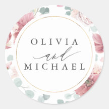 Dusty Ro Flowers och Guld Ram Elegant bröllop