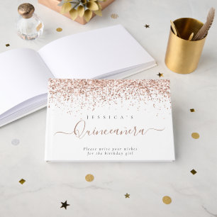 Dusty Ro Glitter Quinceanera Gästböcker