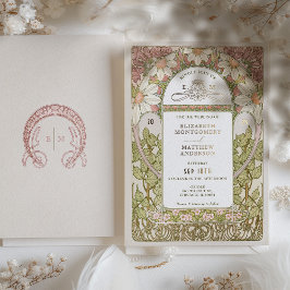 Dusty Ro Gold Foil Daisy Bröllop Art nouveau