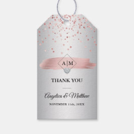 Dusty Ro Gold Foil Heart Bröllop Tack Presentetikett