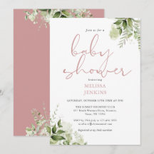 Dusty Ro Greenery Blommigt Girl Baby Shower