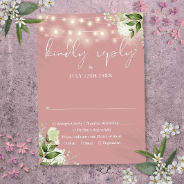 Dusty Ro Greenery Blommigt String Ljus Bröllop OSA Kort
