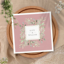 Dusty Ro Greenery Watercolor Foliage