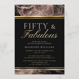 Dusty Ro Guld Black Femty och Fabulous födelsedag Inbjudningar