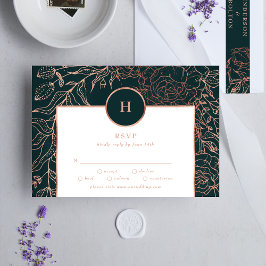 Dusty Ro Guld Emerald Monogram Wandan Bröllop OSA Kort