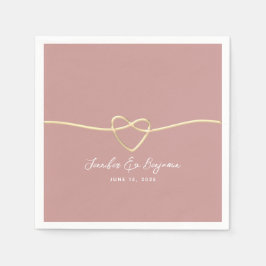 Dusty Ro Guld Heart Minimalist Bröllop Pappersservett