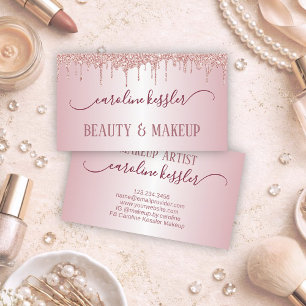 Dusty Ro Guld Rosa Glitter Sparkles Drift Visitkort