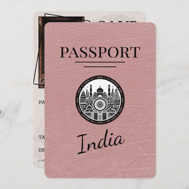 Dusty Ro India Passport Save Date Spara Datumet (Fram/baksida)