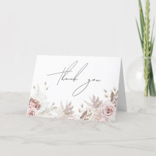 Dusty Ro & Ivory Boho Blommigt  Bröllop Tack Kort