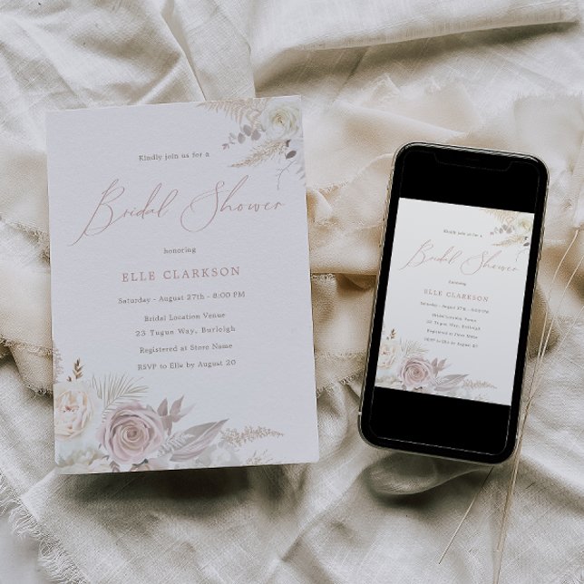 Dusty Ro & Ivory Elegant Möhippa Inbjudningar (Skapare uppladdad)