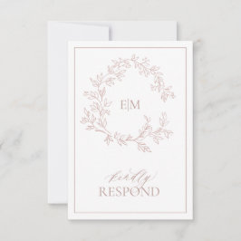 Dusty Ro Leafy Vapensköld Monogram-Bröllop OSA-kor OSA Kort