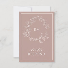 Dusty Ro Leafy Vapensköld Monogram-Bröllop OSA-kor OSA Kort