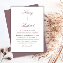 Dusty Ro Mauve minimalistisk bröllopsinbjudan