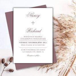 Dusty Ro Mauve minimalistisk bröllopsinbjudan Inbjudningar