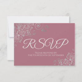 Dusty Ro Mauve Rosa Elegant Silver Snöre Bröllop OSA Kort