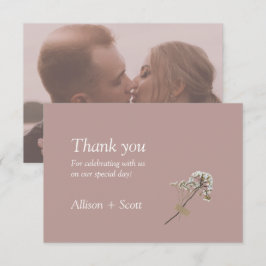 Dusty Ro minimalist Elegant Hand Press Blommigt Tack Kort