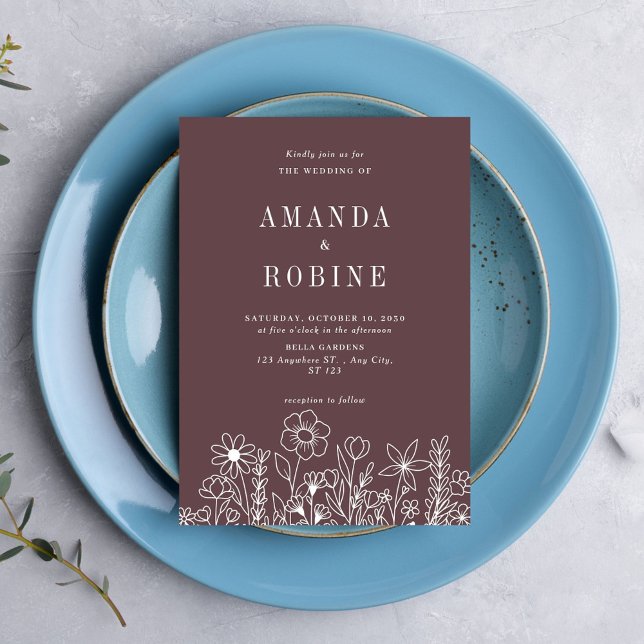 Dusty Ro minimalistisk bröllopsinbjudan Inbjudningar (Skapare uppladdad)