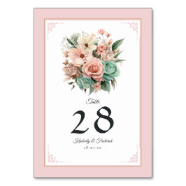 Dusty Ro, Mint Grönt och  Blommigt Bröllop Bordsnummer