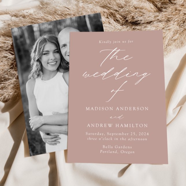 Dusty Ro Modern Elegance Photo Bröllop Inbjudningar (Skapare uppladdad)