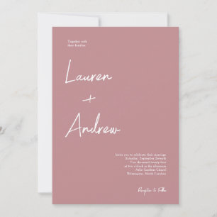 Dusty Ro Modern Elegant Script Bröllop Inbjudningar