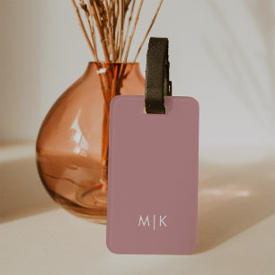 Dusty Ro Modern monogram Bagagebricka