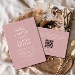 Dusty Ro Modern QR-kodfoto Bröllop Inbjudningar<br><div class="desc">Den här dammiga bröllopsinbjudan till ro kombinerar mjukt romantik med rent, modernt stil. Den nedsmutsade rosan känner sig varm, tidlös och elegant, medan den minimalistiska utformningen ge är ett färskt, contemporary kant som i dag är par kärlek. Layouten innehåller utrymme för ditt personliga parfoto, vilket ger en vacker personlig beröring...</div>
