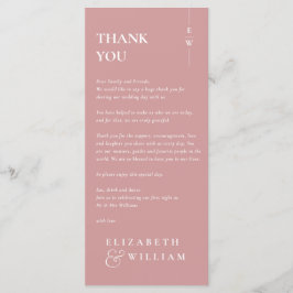 Dusty Ro Monogram Bröllop Tack-platskort Meny