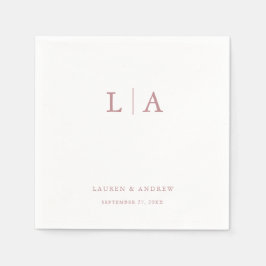 Dusty Ro Monogram Elegant Simple Bröllop Napkins Pappersservett