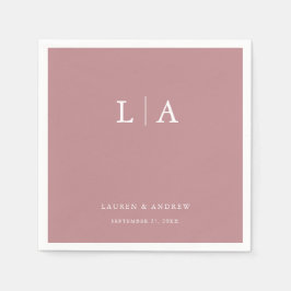 Dusty Ro Monogram Elegant Simple Bröllop Napkins Pappersservett