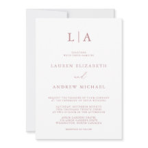 Dusty Ro Monogram Simple Minimalist Bröllop