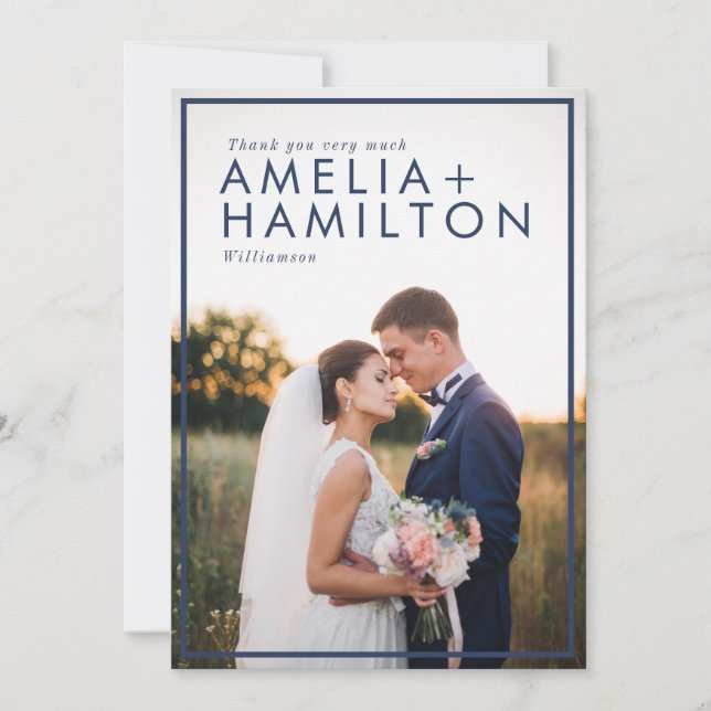 Dusty Ro och minimal Tack Bröllop-foto (Framsida)