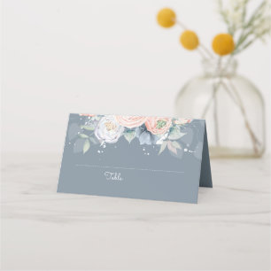 Dusty Ro och Slate Blue Blommigt Elegant Placeringskort