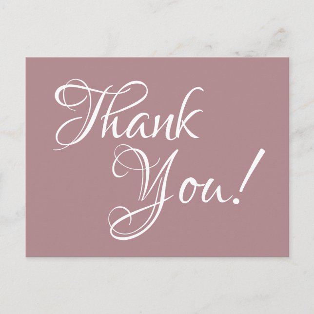 Dusty Ro och White Calligraphy Tack Vykort (Framsida)