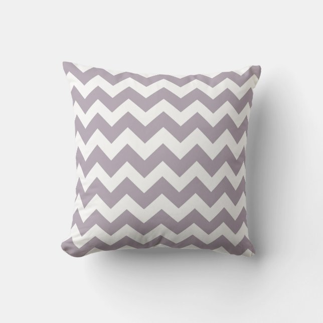 Dusty Ro och White Chevron Zig Zag Pillow Kudde (Framsida)