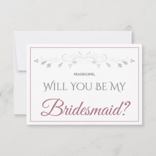 Dusty Ro på vit Elegant blir mitt Bridesmaid-kort Kort