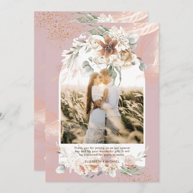 Dusty Ro Pampas Grass Blommigt PHOTO TACK (Fram/baksida)