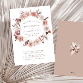 Dusty Ro Pampas Grass Boho Bröllop Inbjudningar