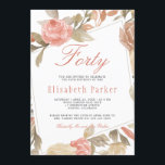 Dusty Ro Peach Cream Blommigt 40:e födelsedagen Pa Inbjudningar<br><div class="desc">Klassen elegant 40 födelsedagsfest inbjudan med en handmålad trädgård ro ram av  rosa,  blek rostigt rött,  peachygrädde och beigefärgade blommor med lövvit bakgrund.              Enkel att anpassa med dina uppgifter!         Lämpligt för vår,  sommarträdgård eller höstfall/bakgård/blommigt utomhus/milstolpe för vintage/årsdag/årsdag/familj firande party.</div>
