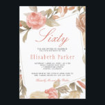 Dusty Ro Peach Cream Blommigt 60:e Födelsedagsfest Inbjudningar<br><div class="desc">Klassen elegant 60 födelsedagsfest inbjudan med en handmålad trädgård ro ram av  rosa,  blek rostigt rött,  peachygrädde och beigefärgade blommor med lövvit bakgrund.              Enkel att anpassa med dina uppgifter!         Lämpligt för vår,  sommarträdgård eller höstfall/bakgård/blommigt utomhus/milstolpe för vintage/årsdag/firande party.</div>