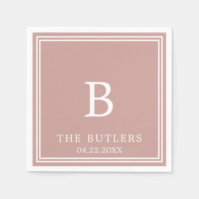 Dusty Ro Personlig Bröllop Cocktail Napkins Pappersservett (Framsidan)
