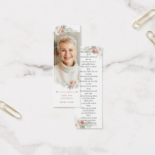 Dusty Ro Photo Memorial Funeral Dikt Bookmark Litet Visitkort
