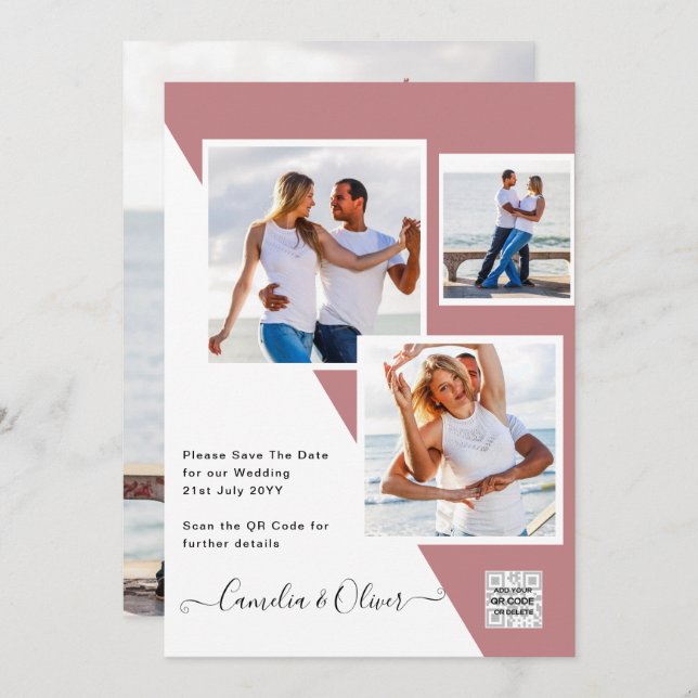 Dusty RO Photo Wedding Investigation QR Code Spara Inbjudningar (Fram/baksida)