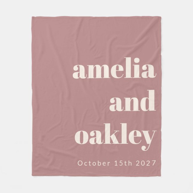 Dusty Ro Retro Personligt bröllp Fleecefilt (Framsidan)