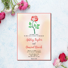 Dusty ro röd blomma rosa blommigt Bröllop I Inbjudningar