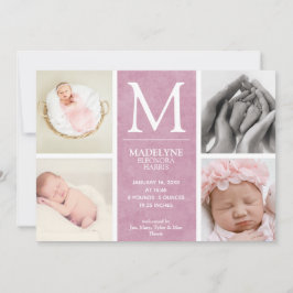 Dusty Ro Rosa 4 Photo Collage Newborn Girl Birth B Meddelande