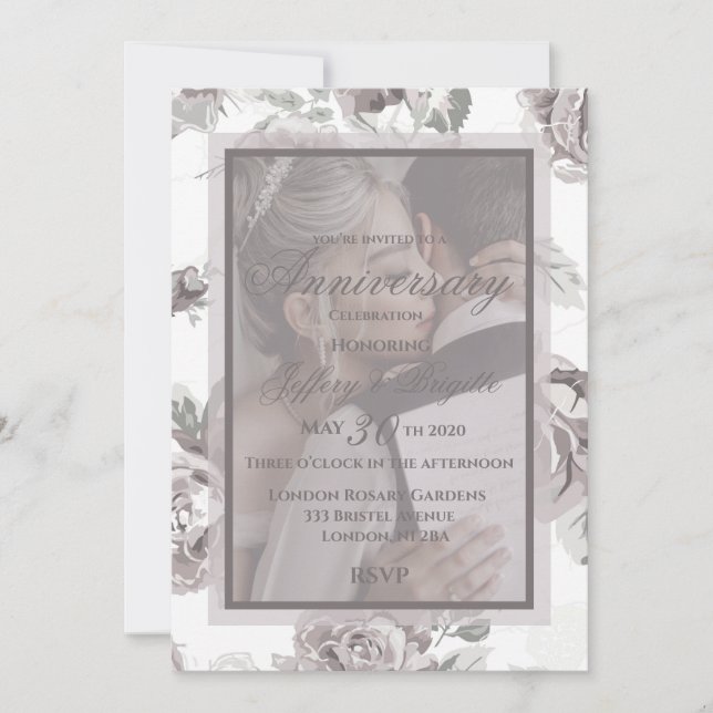 Dusty ro rosa anpassningsbar bröllopsdag med foto meddelande (Framsida)