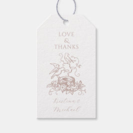 Dusty Ro Rosa Birds Nest Baby Shower-favoriter Presentetikett