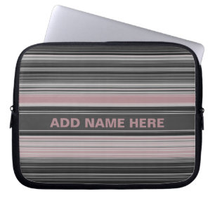 Dusty Ro Rosa Black White Grått Stripe Mönster Laptop Sleeve
